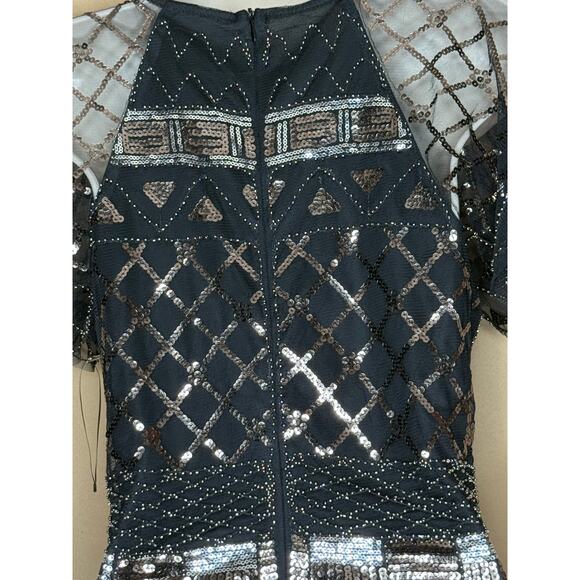 Unique Vintage Black God and Bronze Beaded and Sequin Flapper Dress M NWOT - Picture 7 of 11